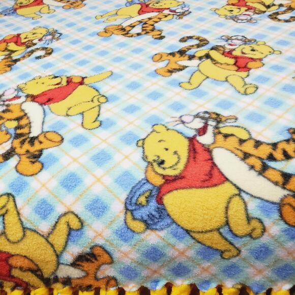 Handmade Winnie The Pooh & Friends Fleece Toddler Blanket Yellow Warm & Cozy - Picture 2 of 10